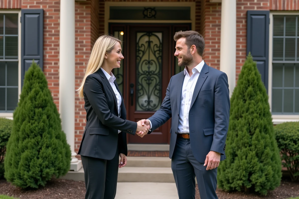 Agent immobilier serre la main d