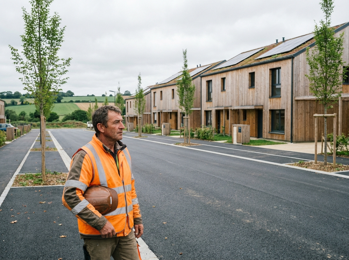 Rue pavée avec maisons modernes à Rennes