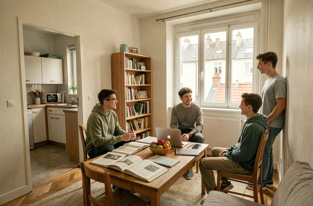 Colocataires étudiants dans un appartement partagé abordable à La Roche-sur-Yon