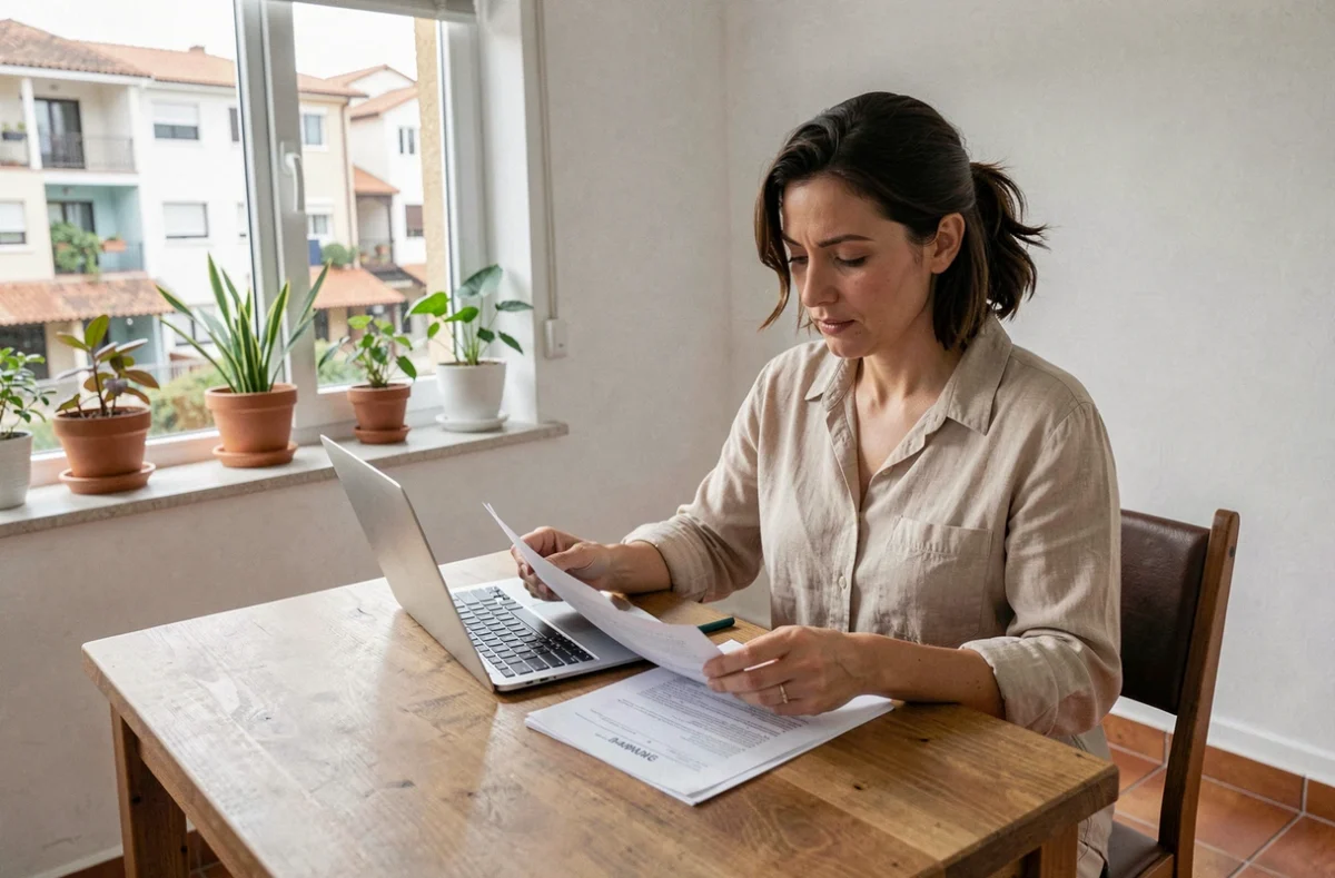 Femme comparant des offres d'assurance habitation sur son bureau à Saint-Denis