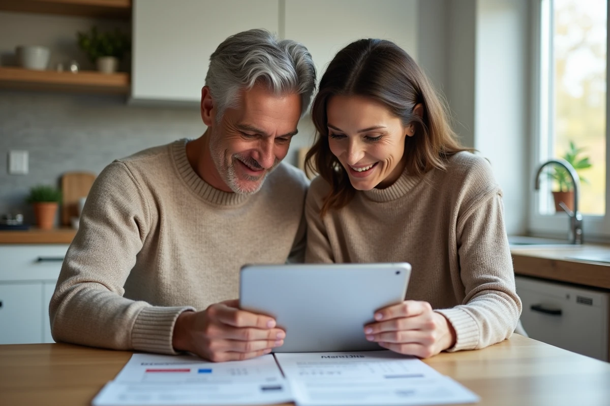 Couple étudiant ensemble les options de changement d'assurance emprunteur pour leur crédit immobilier