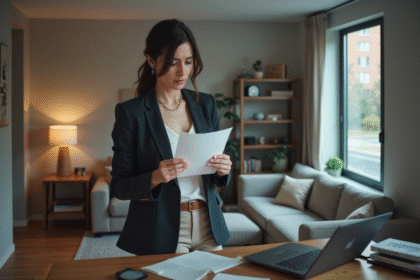 Femme lisant une lettre dans son appartement moderne