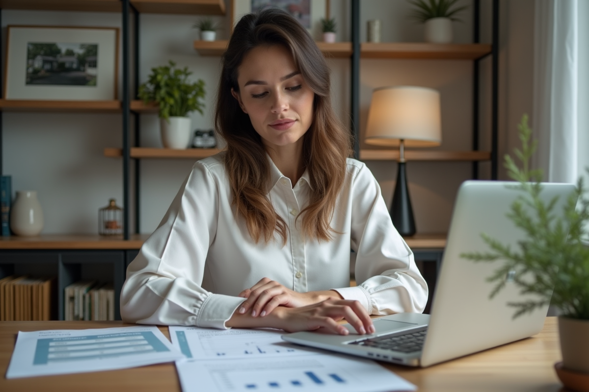 Femme professionnelle en travail de bureau avec documents