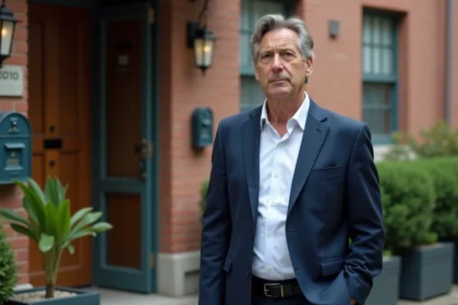 Homme d'âge moyen en costume dans un environnement urbain