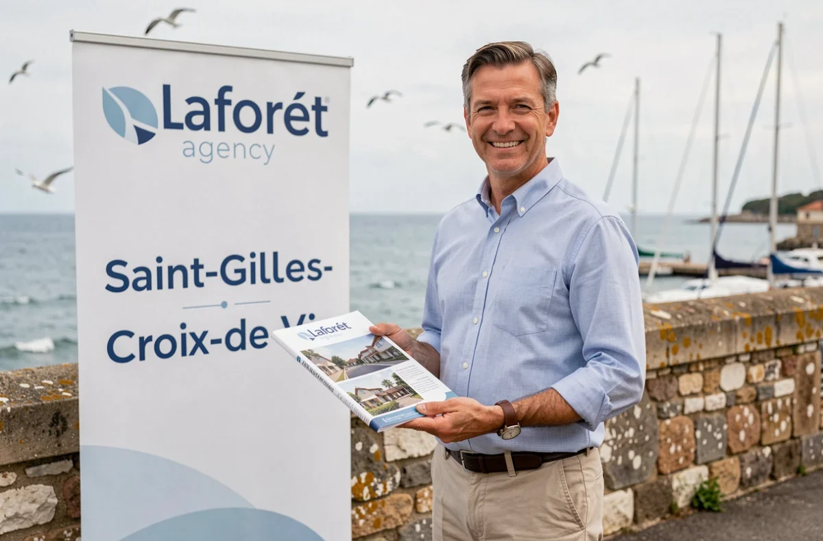 Agent Laforêt Saint-Gilles-Croix-de-Vie avec le port en arrière-plan