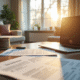 Salon lumineux avec documents et ordinateur pour assurance